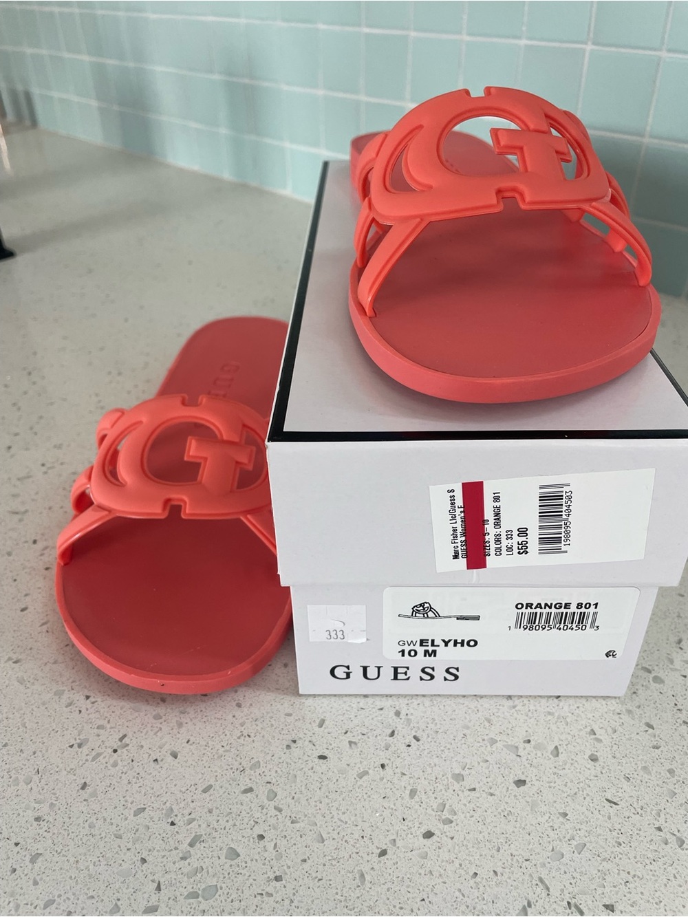 GUESS Coral-Red Jelly Slide Sandals for Women - Picture 4 of 4